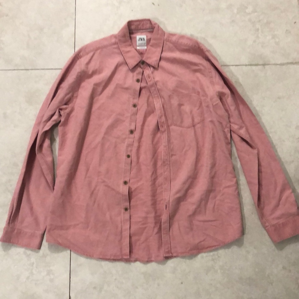 Zara Long-Sleeve Button-up Shirt (Pink)